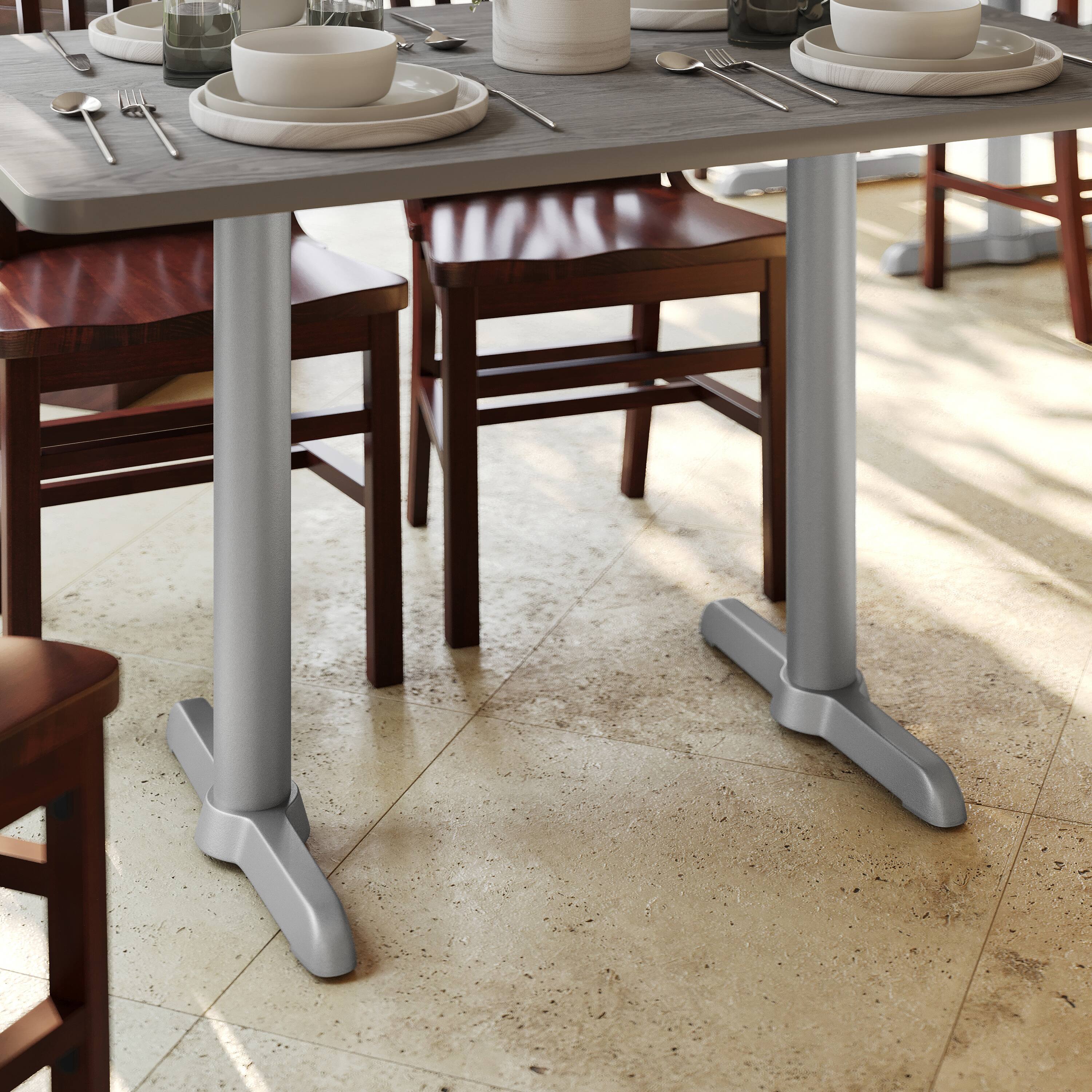 Alt View 2. Flash Furniture - Beverly 5'' x 22'' Restaurant Indoor/Outdoor Table T-Base with 3'' Dia. Table Height Column, Silver - Gray.