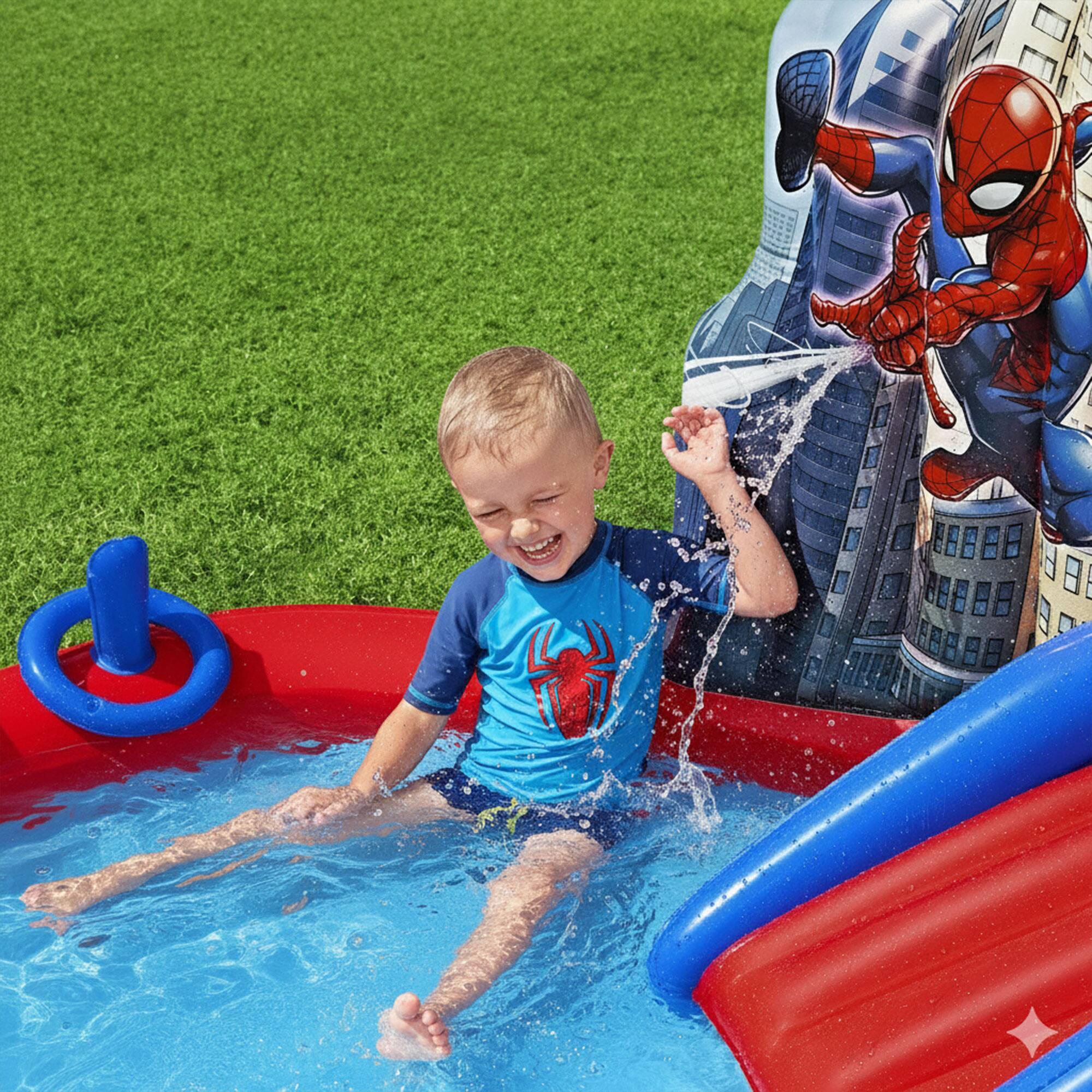 Alt View 4. Bestway - Marvel Spider-Man Inflatable Kids Outdoor Water Play Center and Water Slide - Multicolor.