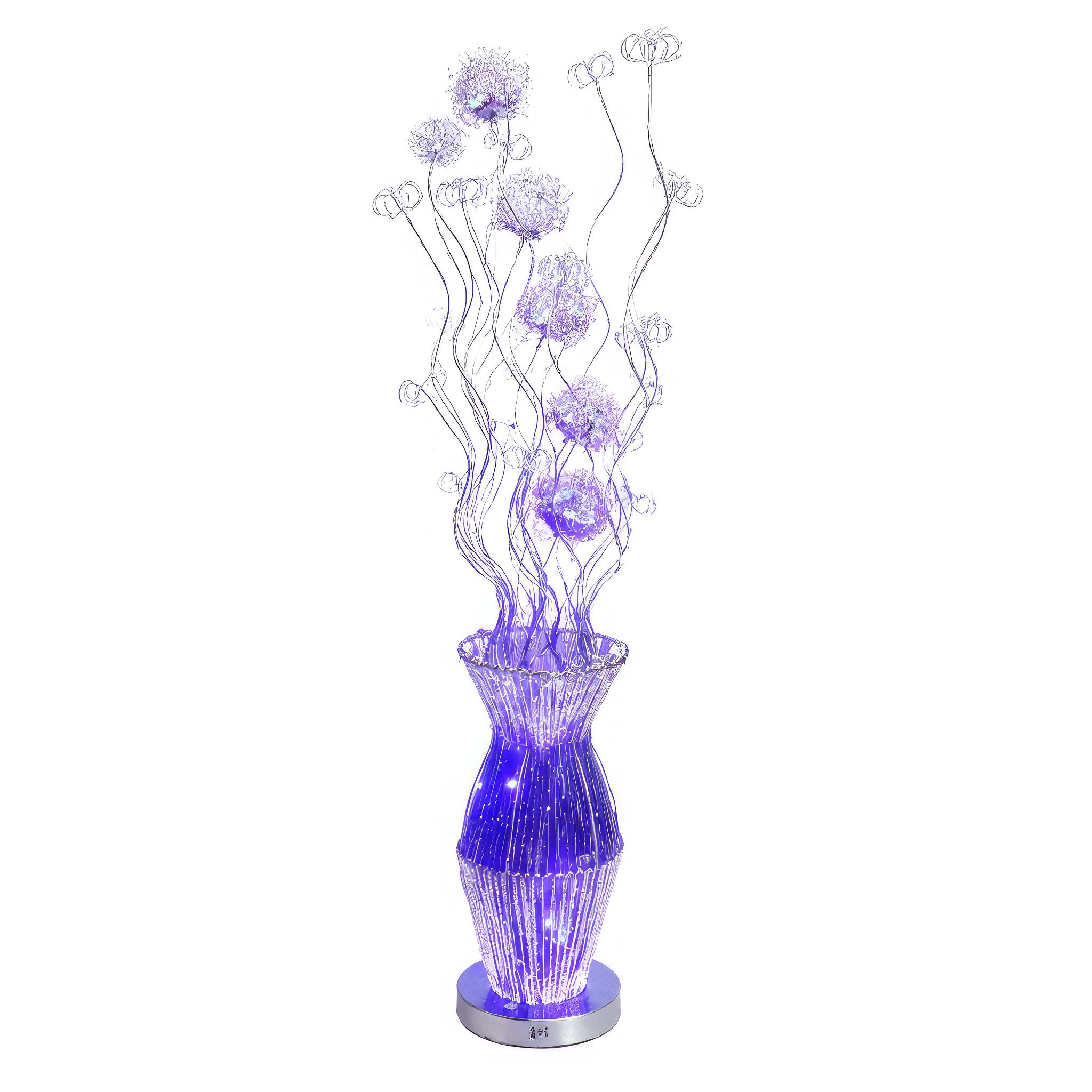 Angle. FC Design - 55"H Elegant Translucent Vase with Blue  Floral Flame LED Floor Lamp.