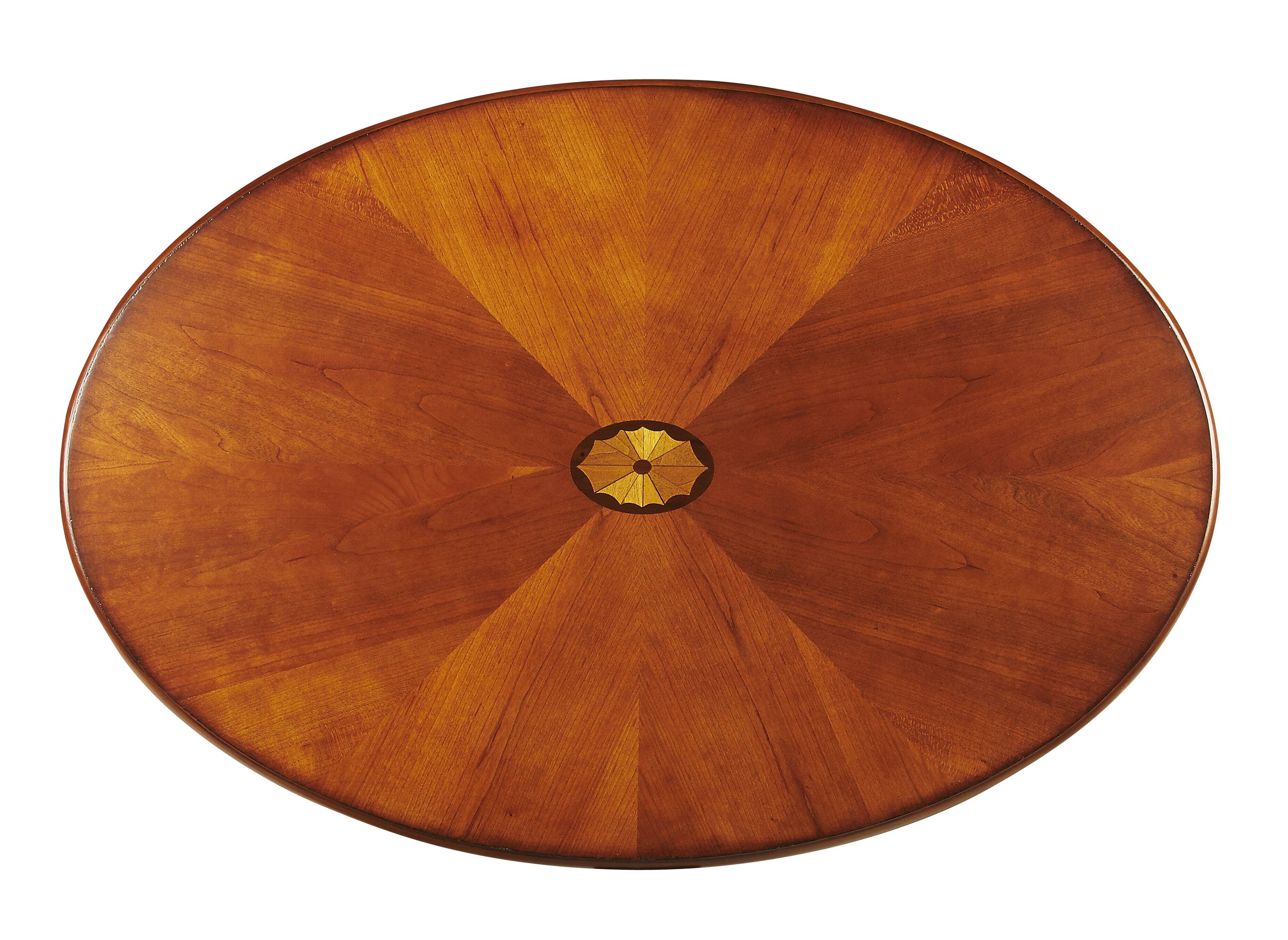 Alt View 1. Butler Specialty - Clayton 38 in. W Oval Wood Coffee Table with Veneer Linen-Fold Inlay - Medium Brown.