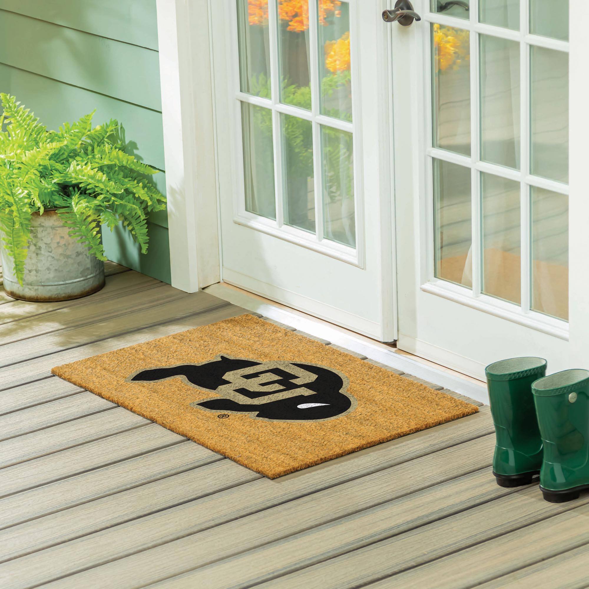 Alt View 1. Evergreen Enterprises - Colorado Buffaloes 24" x 36" Outdoor Team Logo Coir Mat - Brown.