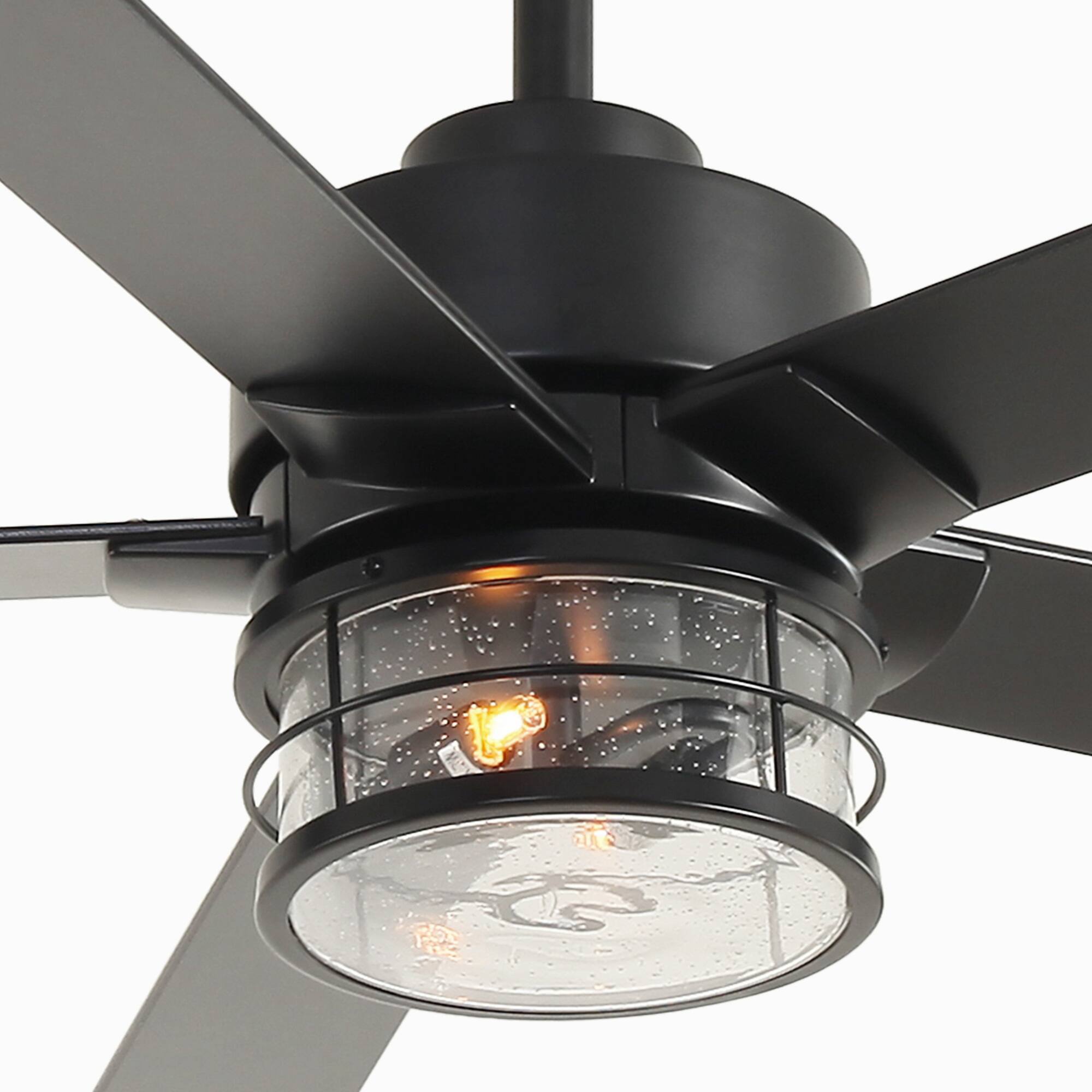 Alt View 9. Parrot Uncle - 65" Black Wooden 5-Blade Industrial Ceiling Fan with Light and Remote - Matte Black.