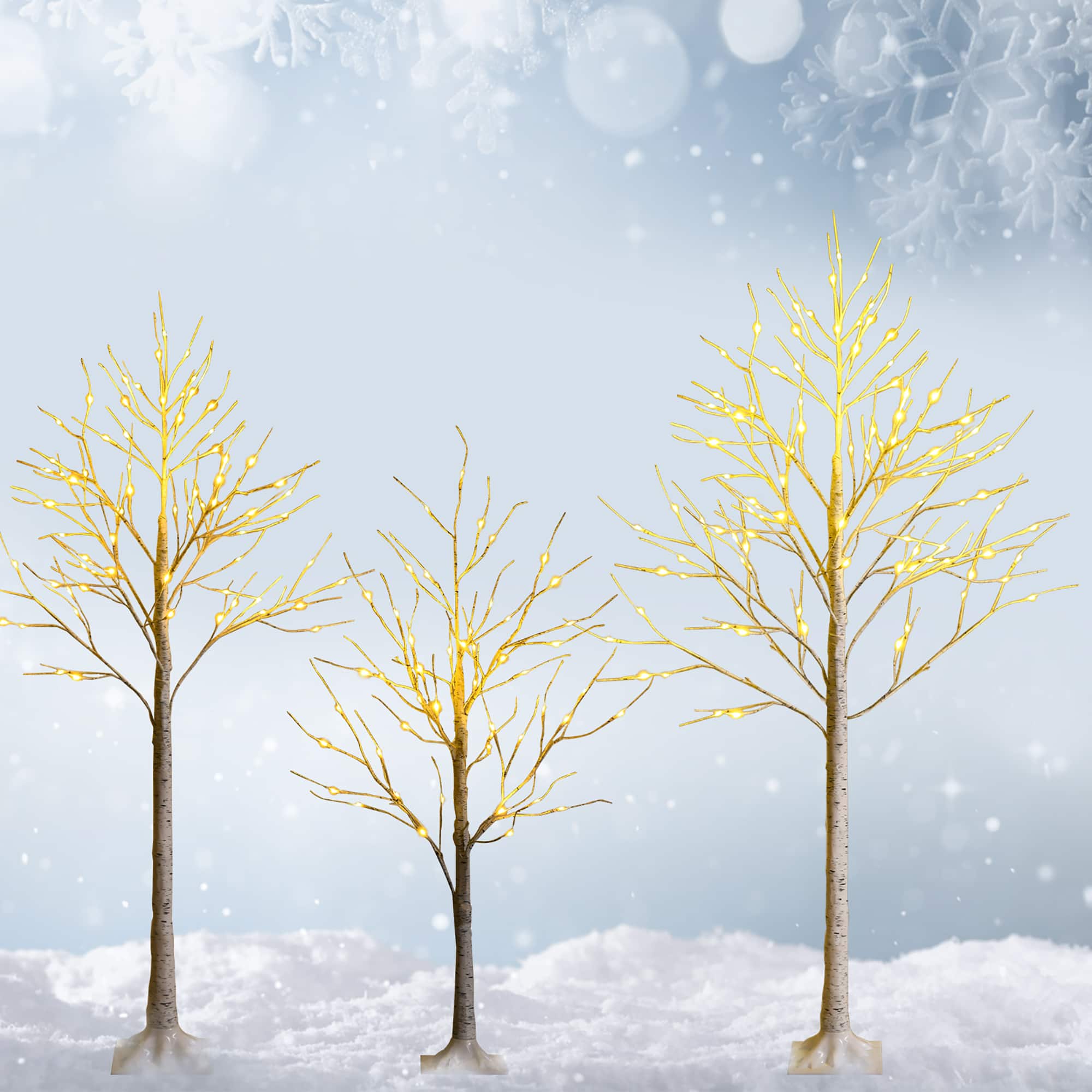 Alt View 5. Costway - 5ft Pre-lit Twig Birch Tree for Christmas Holiday with 72 LED Lights - White.