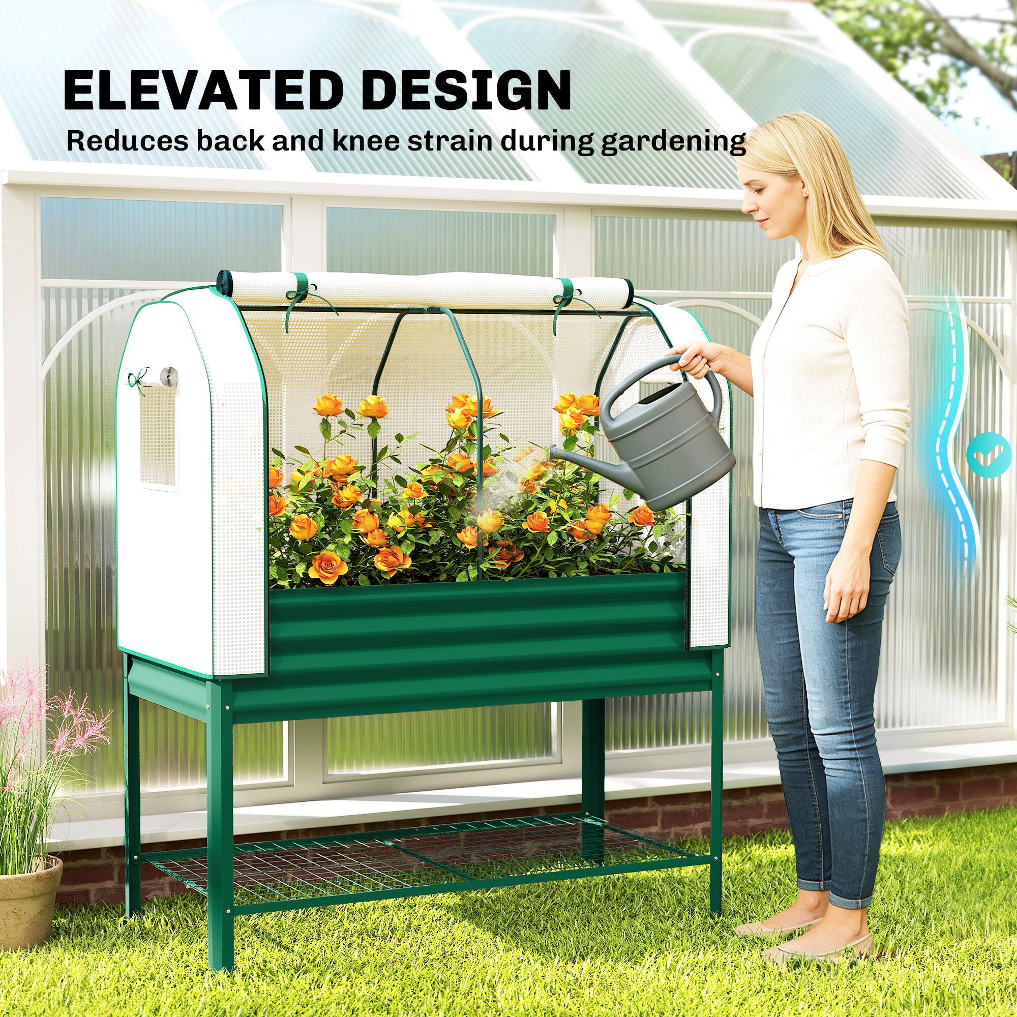 ELEVATED DESIGN  
Reduces back and knee strain during gardening