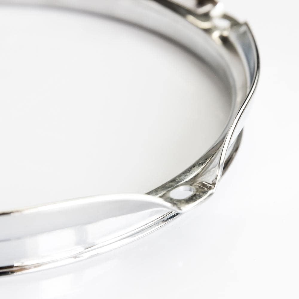 Left. Gibraltar Hardware - 8" 5 Lug Batter Hoop, 2.3mm Heavy Duty Chrome Drum Hoop for Toms, Provides Consistent Tension and Shape.