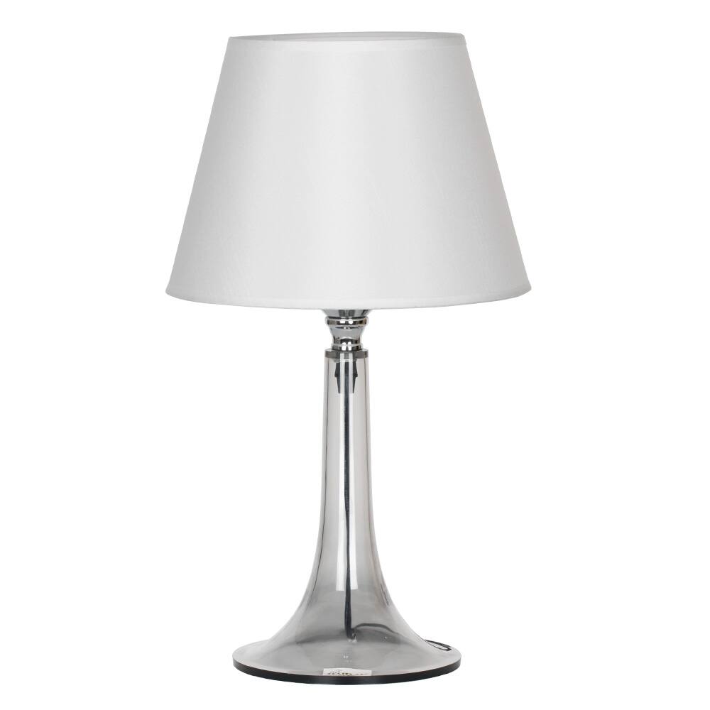 Oumilen 17.2in Transparent Black Acrylic Table Lamp – White Fabric ...