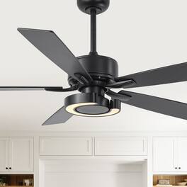 Parrot Uncle - 52" Modern Intergatred LED Reversible Ceiling Fan with Light and Remote - Black