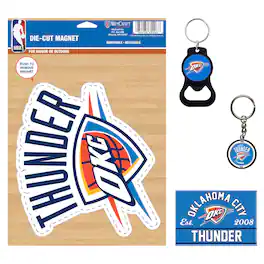 WinCraft - Oklahoma City Thunder 4-Pack Key Rings and Magnets Set - Multicolor