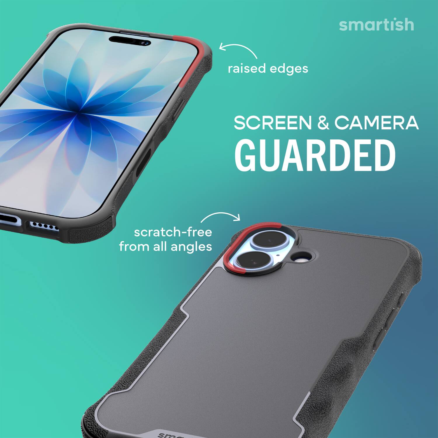 smartish raised edges SCREEN & CAMERA GUARDED scratch-free from all angles