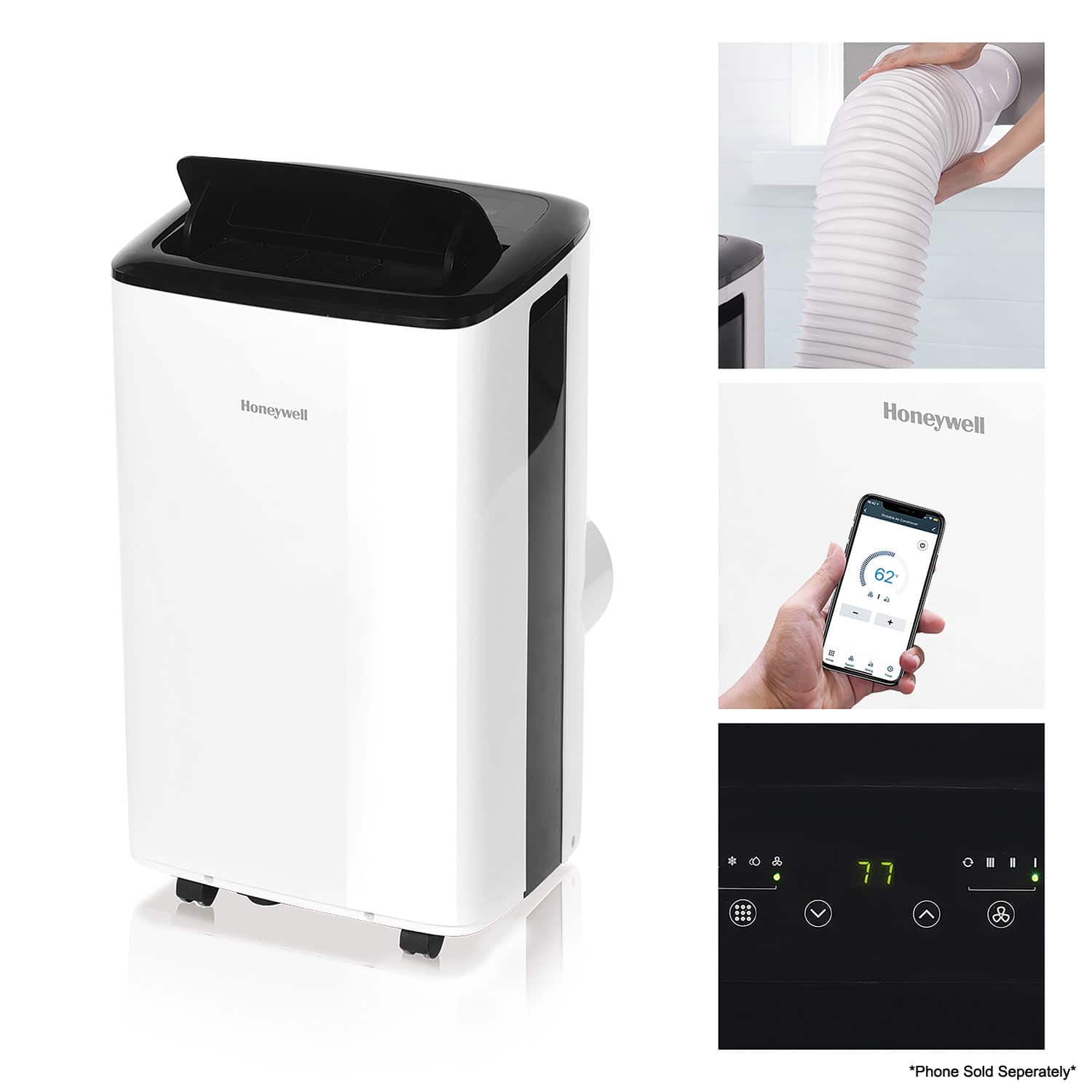 Front. Honeywell - 550. Sq. Ft Portable Air Conditioner - White.