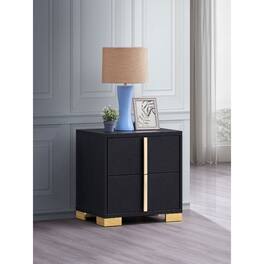 Loheer - Two Drawer Nightstand with Gold Accents for Modern Bedrooms - Black