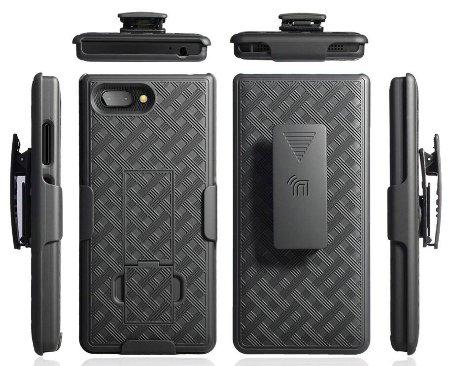 Alt View 5. Nakedcellphone - Combo for BlackBerry Key2 - Case with Stand and Belt Clip Holster - Black.
