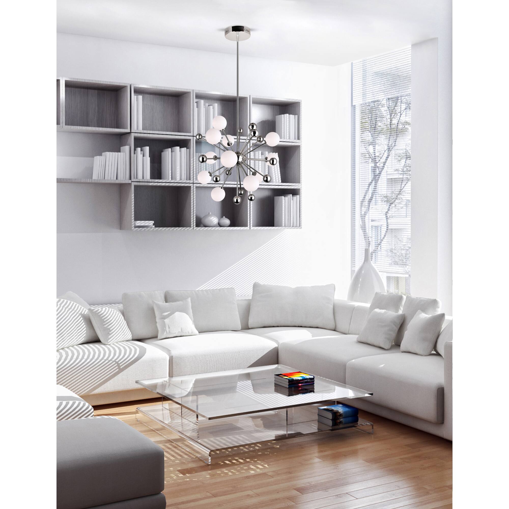 Alt View 3. CWI Lighting - Element 11 Light Chandelier With Polished Nickel Finish - Polished Nickel.