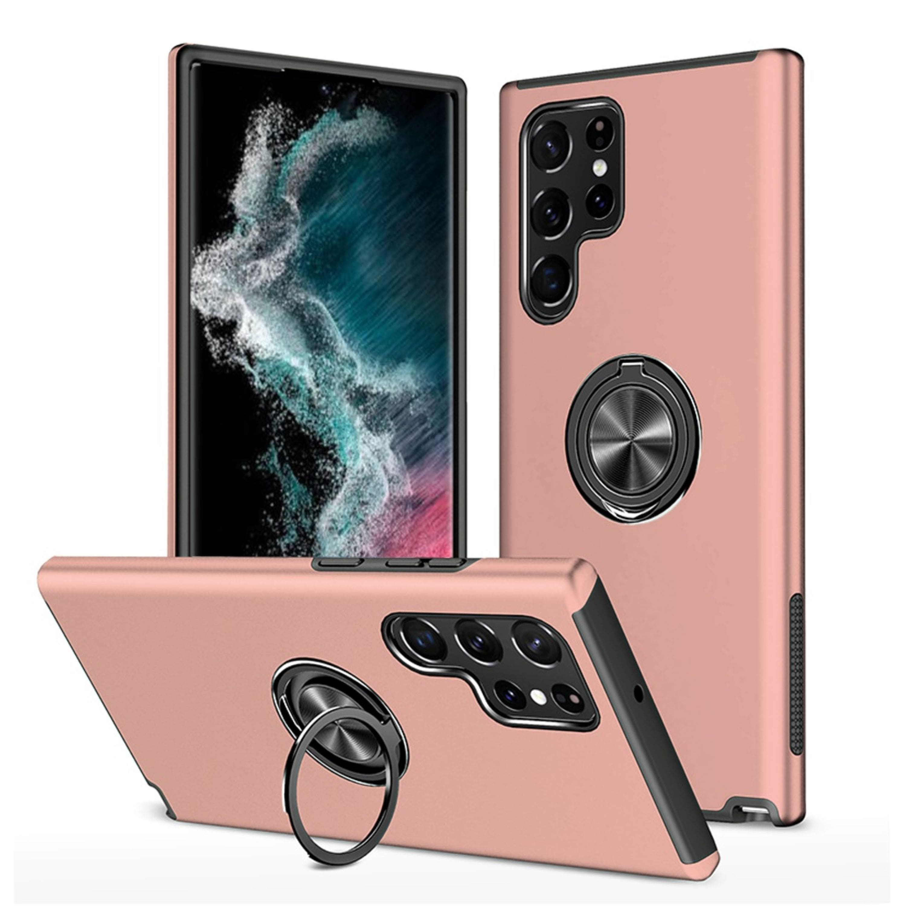 Kitcheniva - Rubberized Dual Layer Magnetic Ring Stand Phone Case For Samsung Galaxy S23 Plus - Pink price history on PriceWatchPro