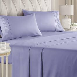 CGK Linens - Luxury Soft 4 Piece Solid Bed Sheet Set - Deep Pocket Fits 8"-16" Mattresses - Queen - Lavender