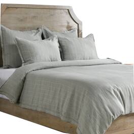 Manhattan Lane - Tara Queen Size Duvet Cover, Stripe Design, Sage Belgian Flax Linen - Green