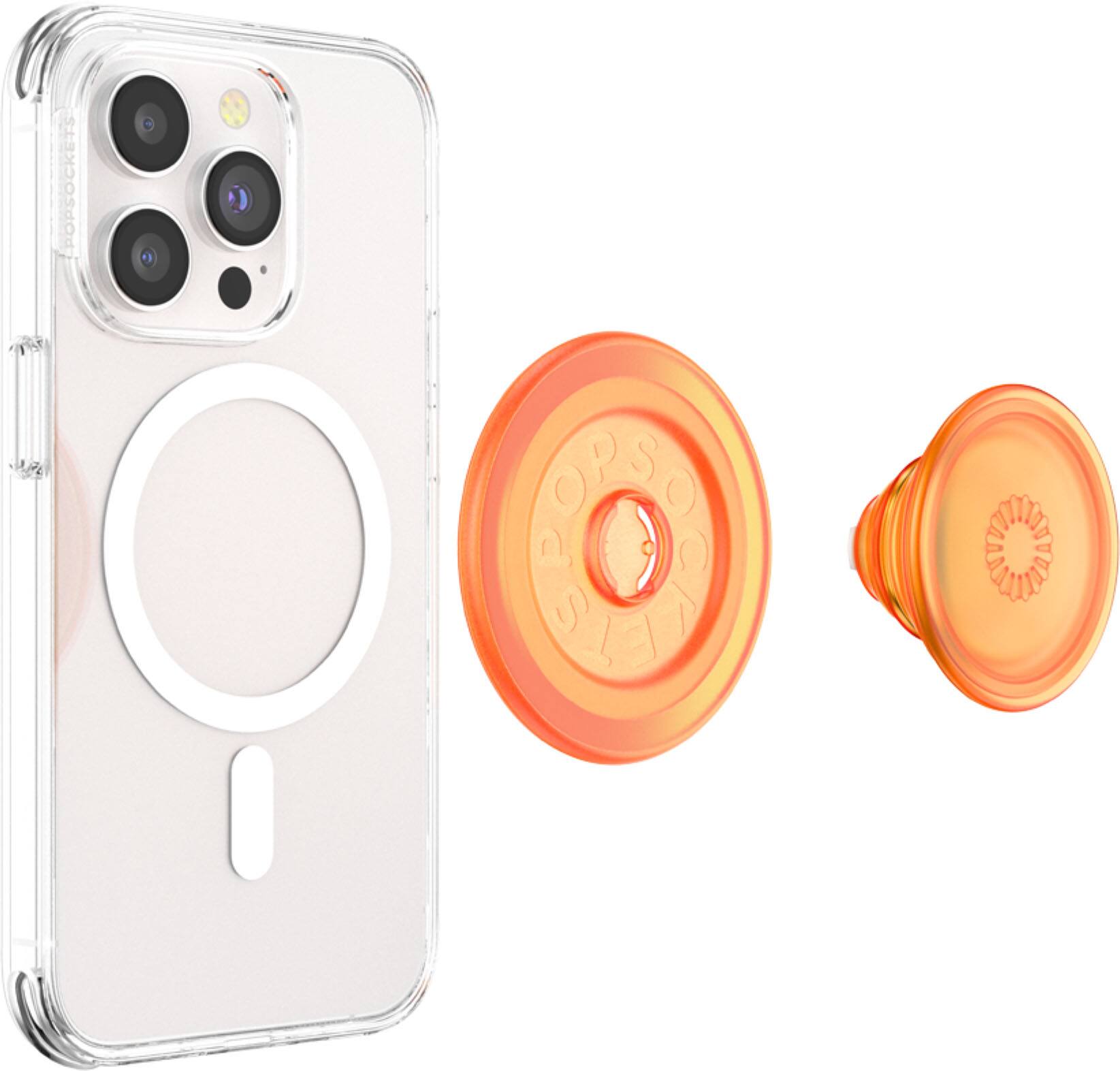 Back. PopSockets - MagSafe PopGrip Universal Magnetic Grip & Stand with Adapter Ring for Cell Phones - Orange Zest.