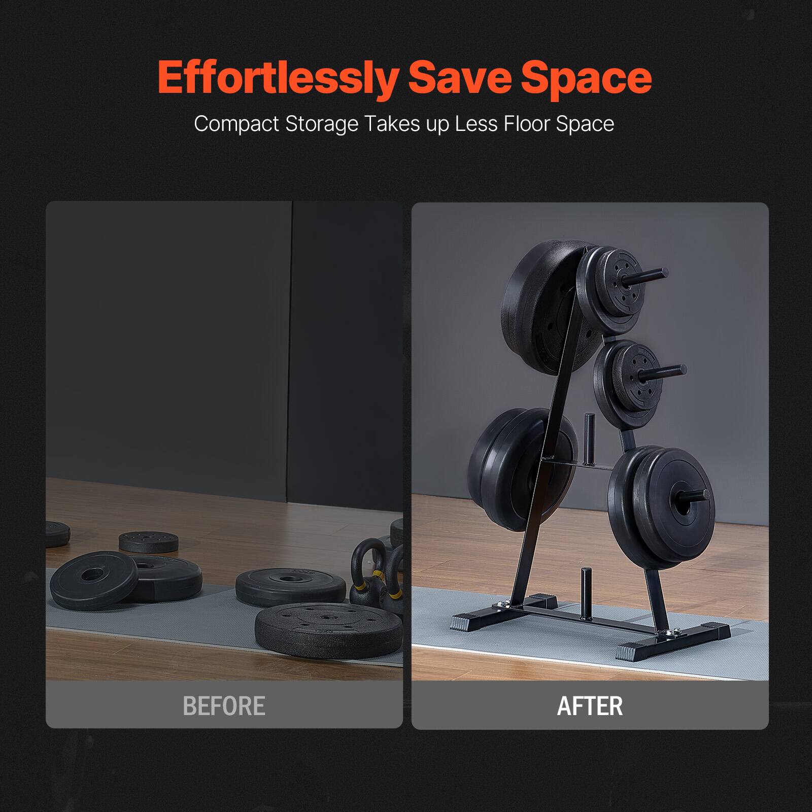 Effortlessly Save Space  
Compact Storage Takes up Less Floor Space  

BEFORE  

AFTER
