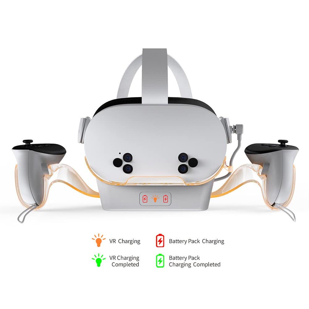 Dobe - Charging Kit Designed for Quest2, Quest3, Quest3S VR Headset, Equipped with two 2000MA capacity Rechargeable Batteries - Black