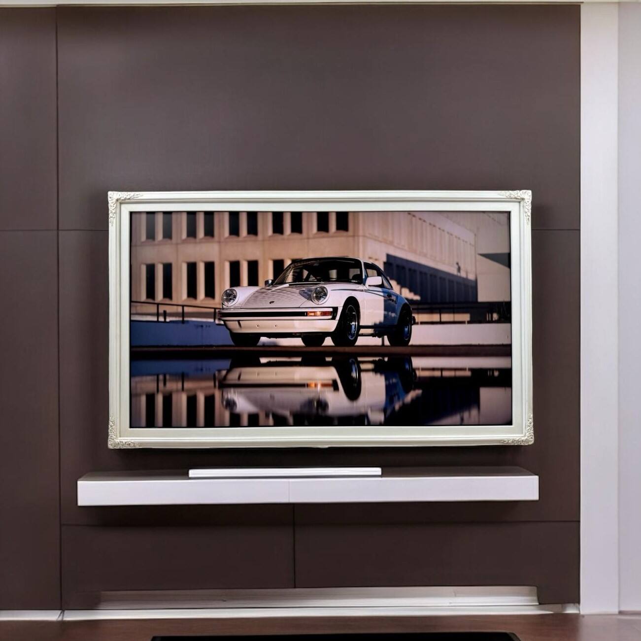 Alt View 10. LAREDO FRAME FACTORY - 75 inch Handmade Tv frame for Samsung The Frame tv and Frame Pro Model - SOFT IVORY.