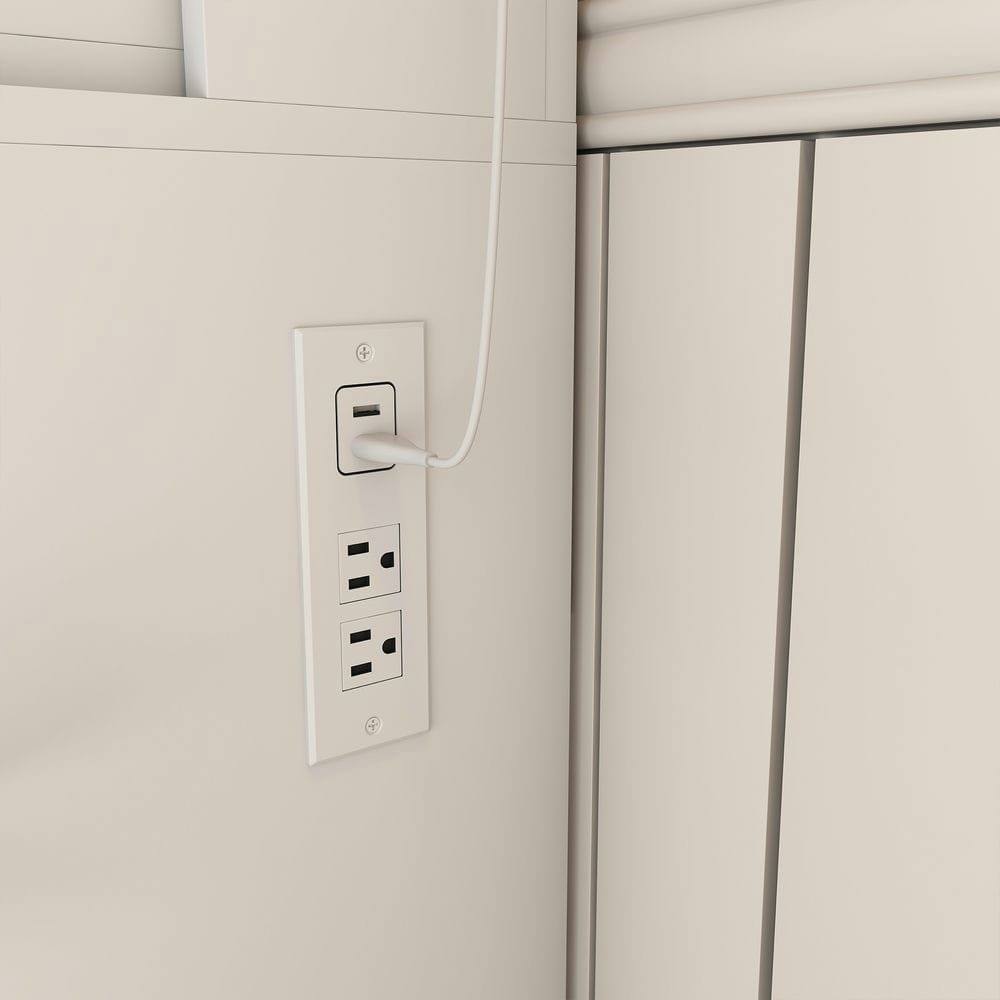 Alt View 7. Kadyn - LED Mirror Vanity Table with Electrical Outlet and Included Stool - White - White.