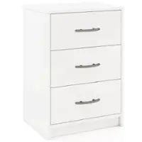 Costway 1 PCS 3-Drawer Nightstand Modern Bedside Table with Storage Anti-Toppling Kit for Bedroom - White - Front_Zoom