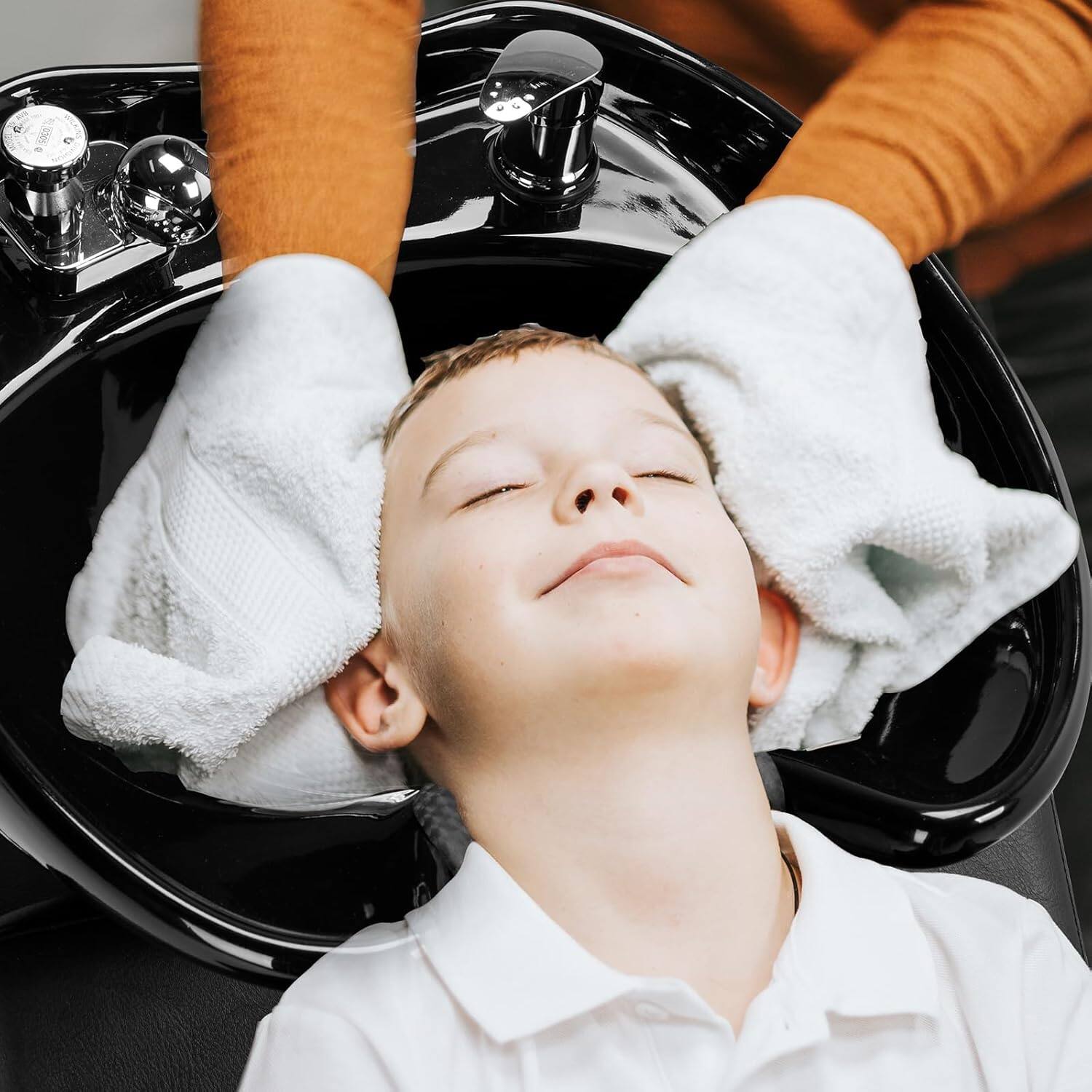 Angle. Winado - Salon Shampoo Backwash Chair with Adjustable Tilting Shampoo Bowl and Neck Rest Cushion for Barbershop Beauty Spa Tattoo - Black.