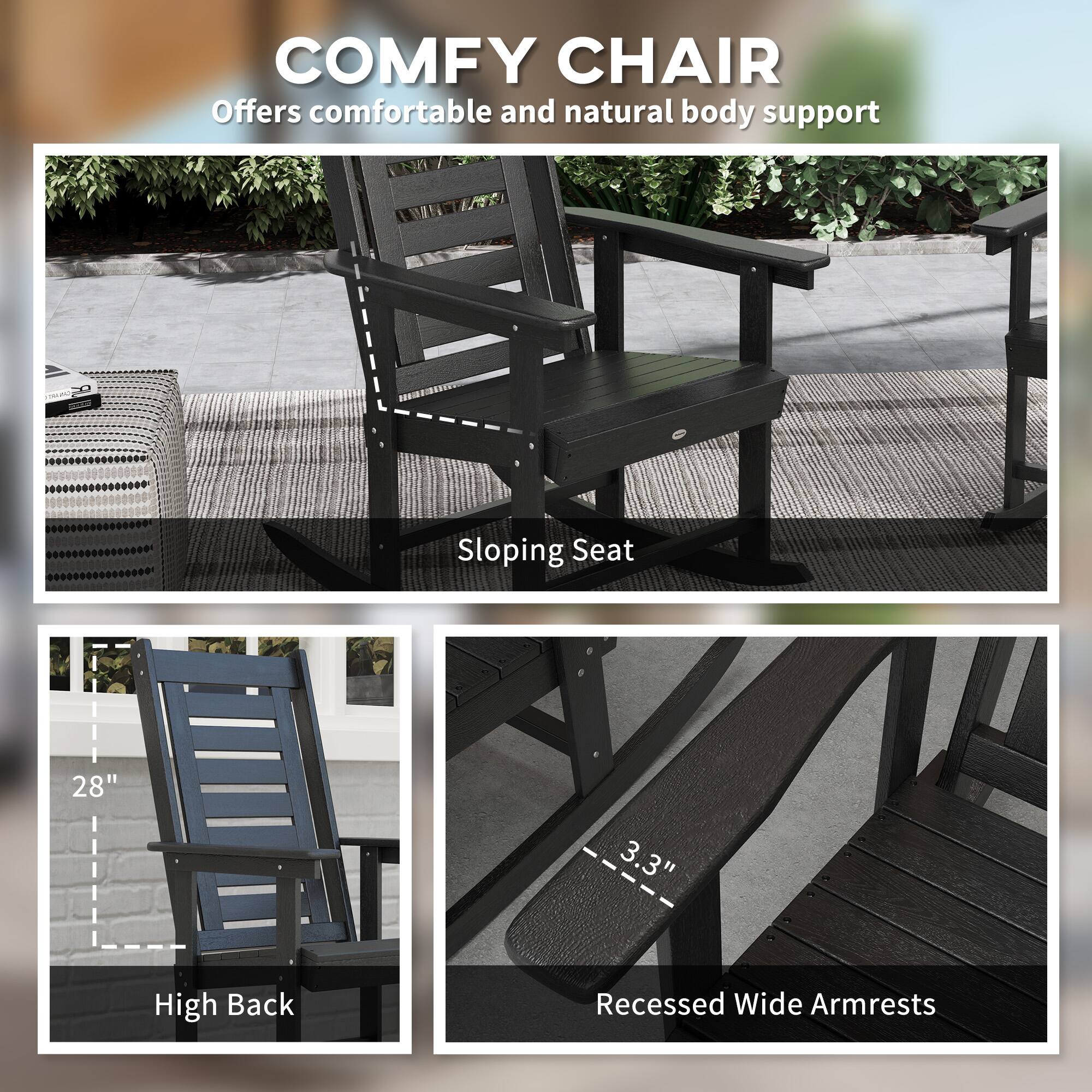 COMFY CHAIR Offers comfortable and natural body support - Sloping Seat, High Back, Recessed Wide Armrests, 28", 3.3"