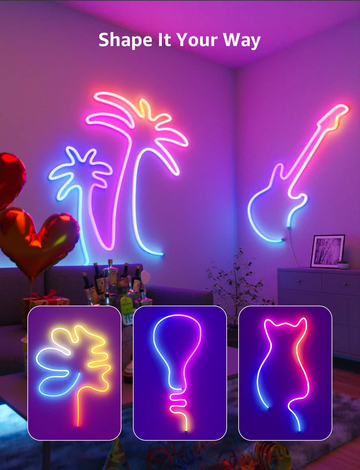 Lepro 32.8ft N1 AI Smart RGB LED Neon Rope Lights Multicolor