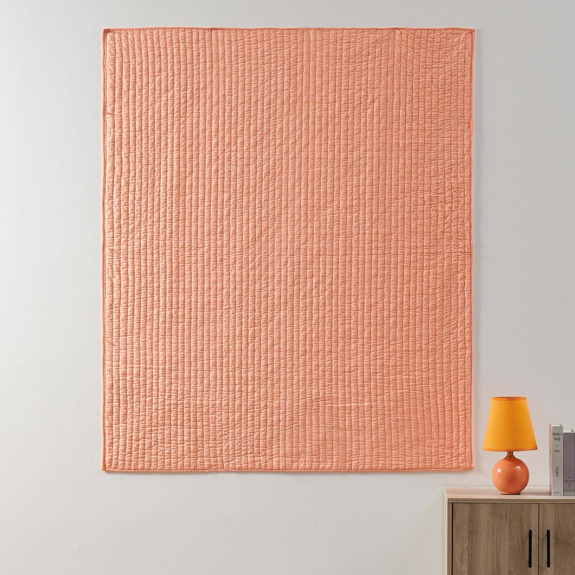 Alt View 1. Greenland Home Fashions - Greenland Home Fashions Monterrey Finely Stitched Throw Blanket Classic Solid Color Style 50" x 60" Coral - Coral.