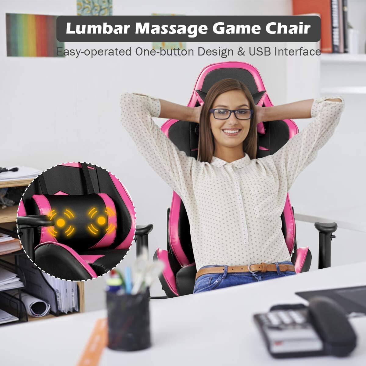 Lumbar Massage Game Chair: Easy-operated One-button Design & USB Interface