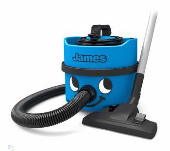 Left. EnviroCare - James JVP180 Canister Vacuum – Bagged, 8 L Drum, TriTex + HepaFlo, EcoSave Energy, Lightweight 11 lb - Blue.