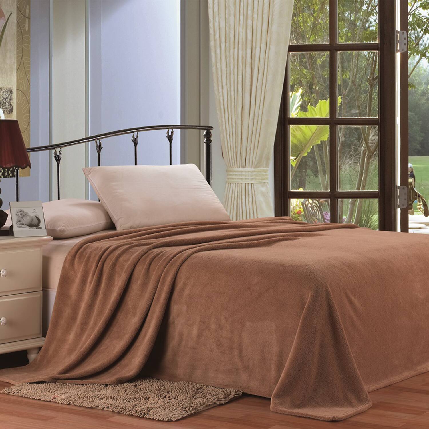 Alt View 1. Noble House - Plazatex Micro Plush Solid Parteen Soft Comfortable and Lightweight All Seasons Blanket Twin Taupe - Taupe.