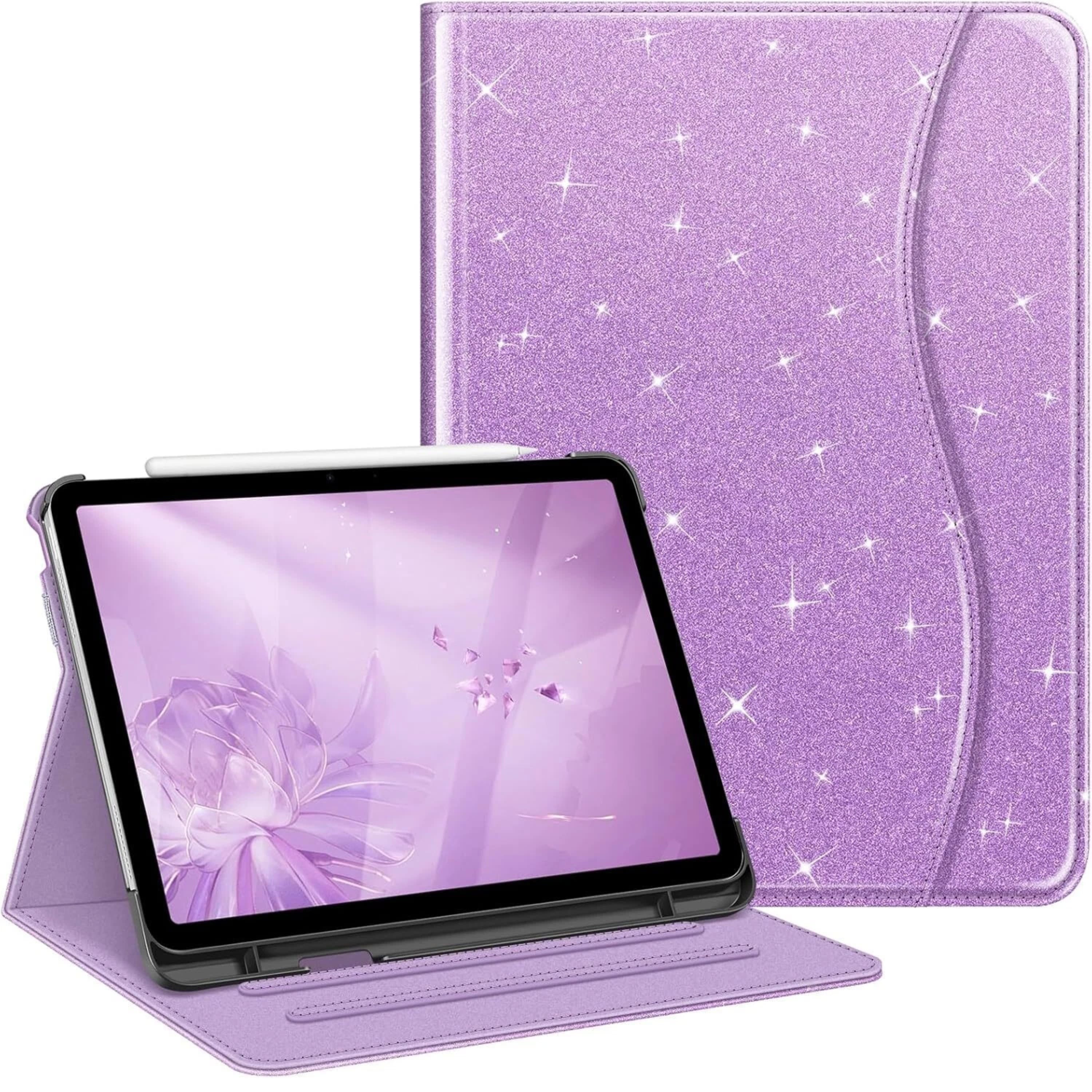 Front. Kitcheniva - iPad Air 11 Inch M3 2025 Multi Angle Viewing Case For Air 5th 4th 10.9 Inch Glittering Purple - Glittering Purple.