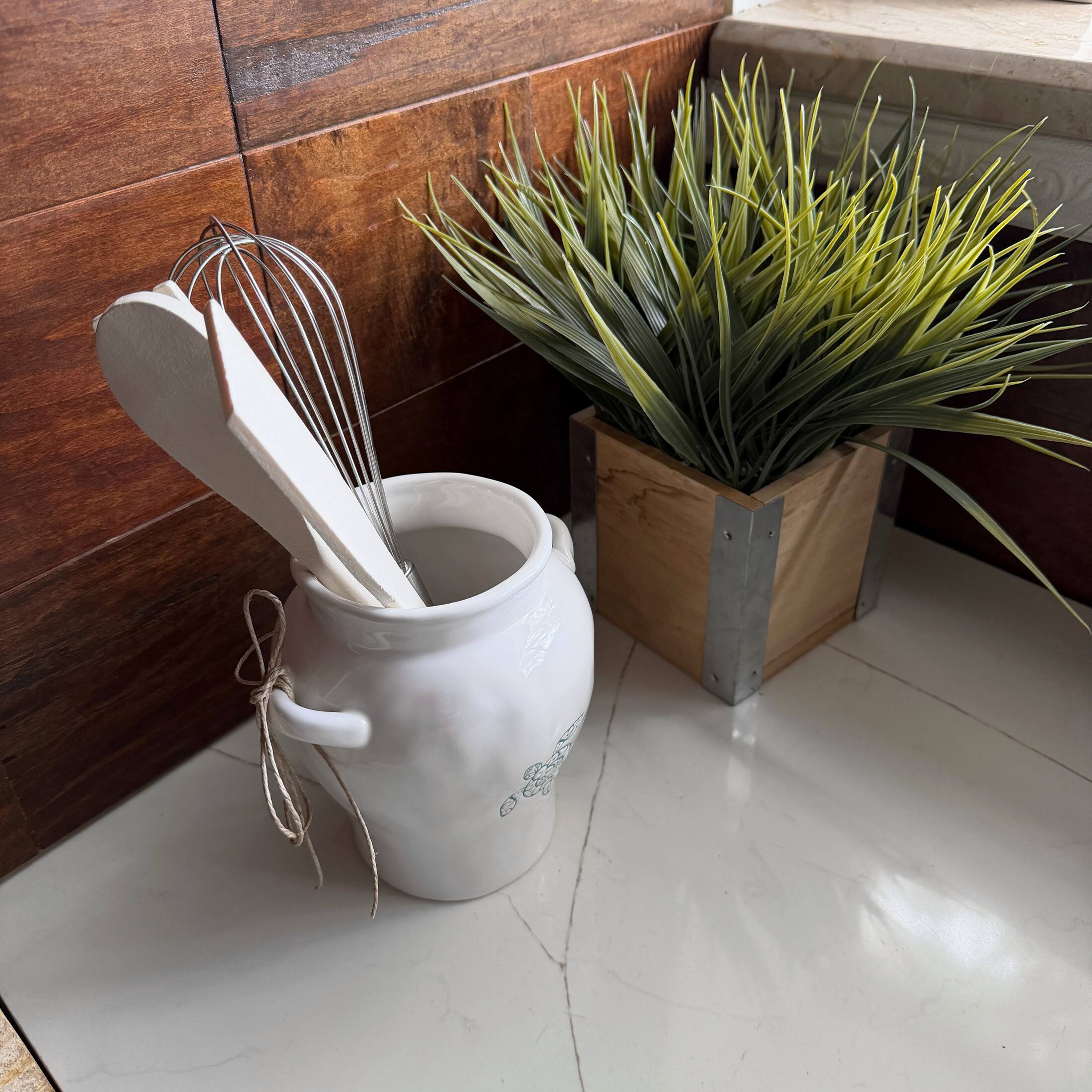 Alt View 7. Fancy That - Sea Turtle Ceramic Kitchen Utensil Holder White Glossy 10.5 Inch Tall - White.