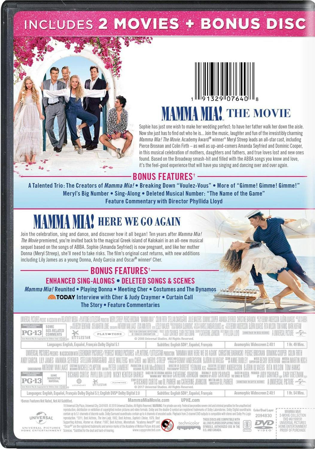 Back. Mamma Mia!: 2-movie Collection (Normal (Sing-Along Edition)) [DVD].