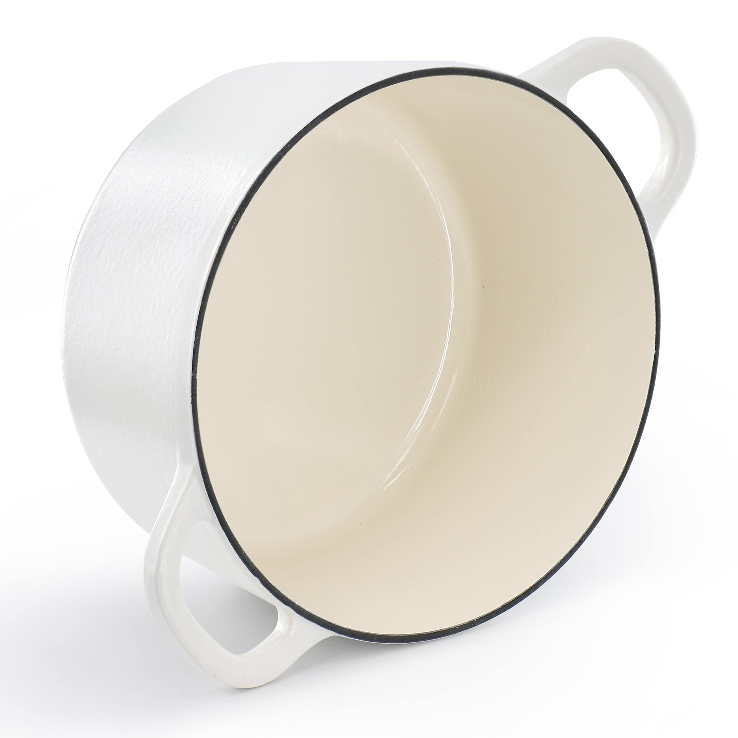 Alt View 2. Crock-Pot - Crockpot Artisan 6 Quart Enameled Cast Iron Dutch Oven in Matte Linen with Gold Handle - Linen, Gold.