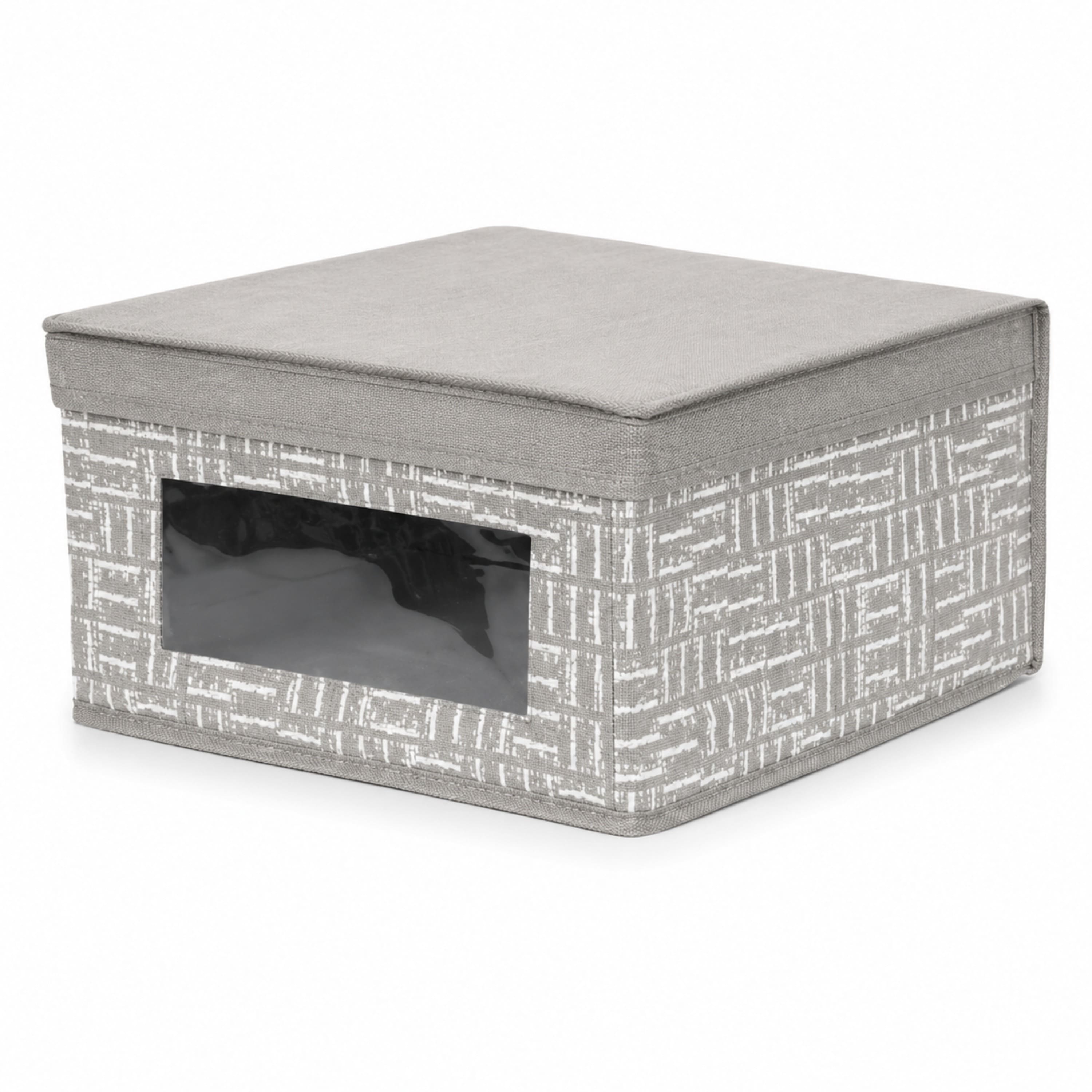Elle Decor - Storage Box w/ Lid & Window, 11.75" x 6.5" Cube Storage Organizer Bin for Closet & Office Supplies Space-saving