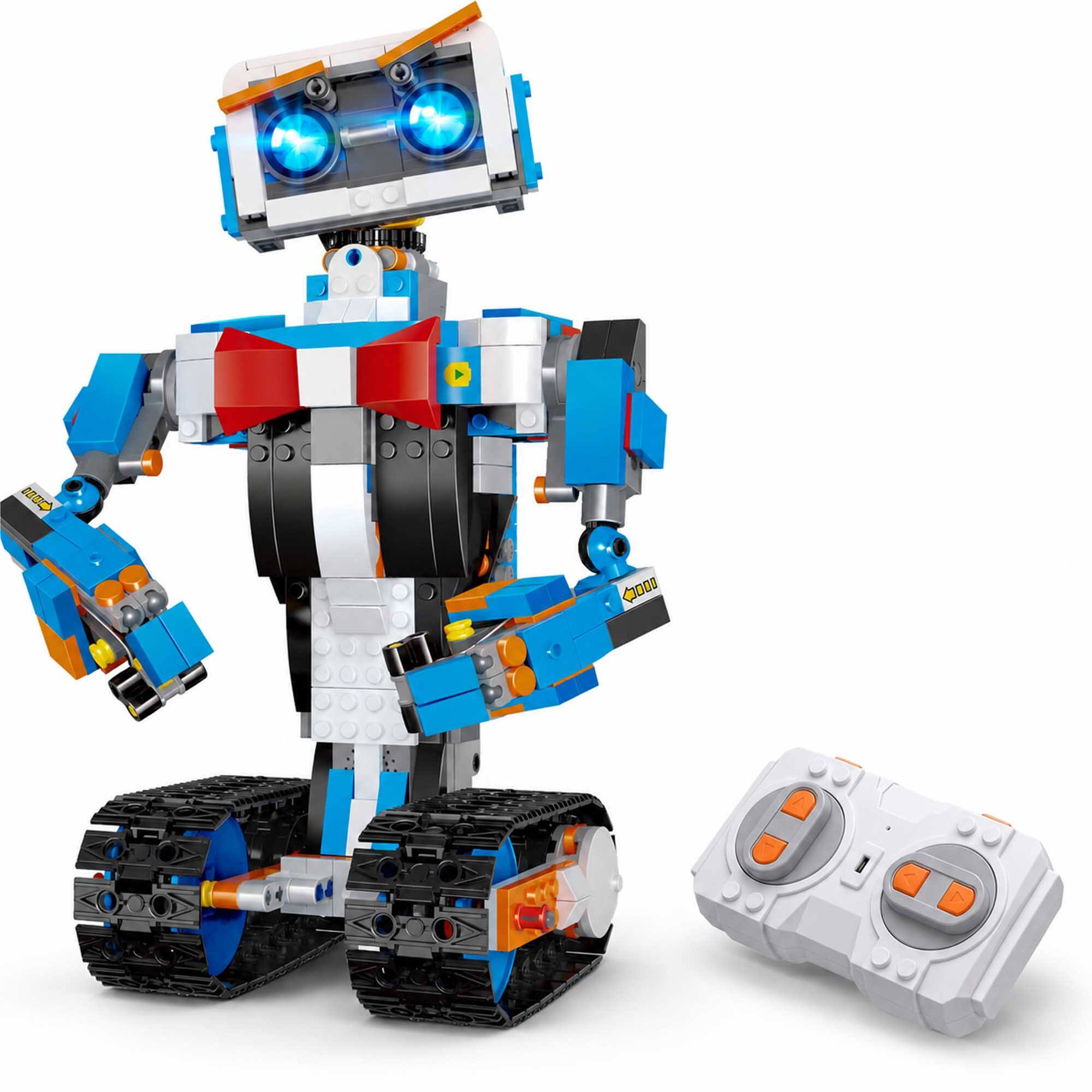 Front. Rossetta - Robot Building Kit for Kids Ages 6-12, Remote Control STEM Coding Toy, 5 App Modes, Christmas Gifts for Boys and Girls - Blue White.