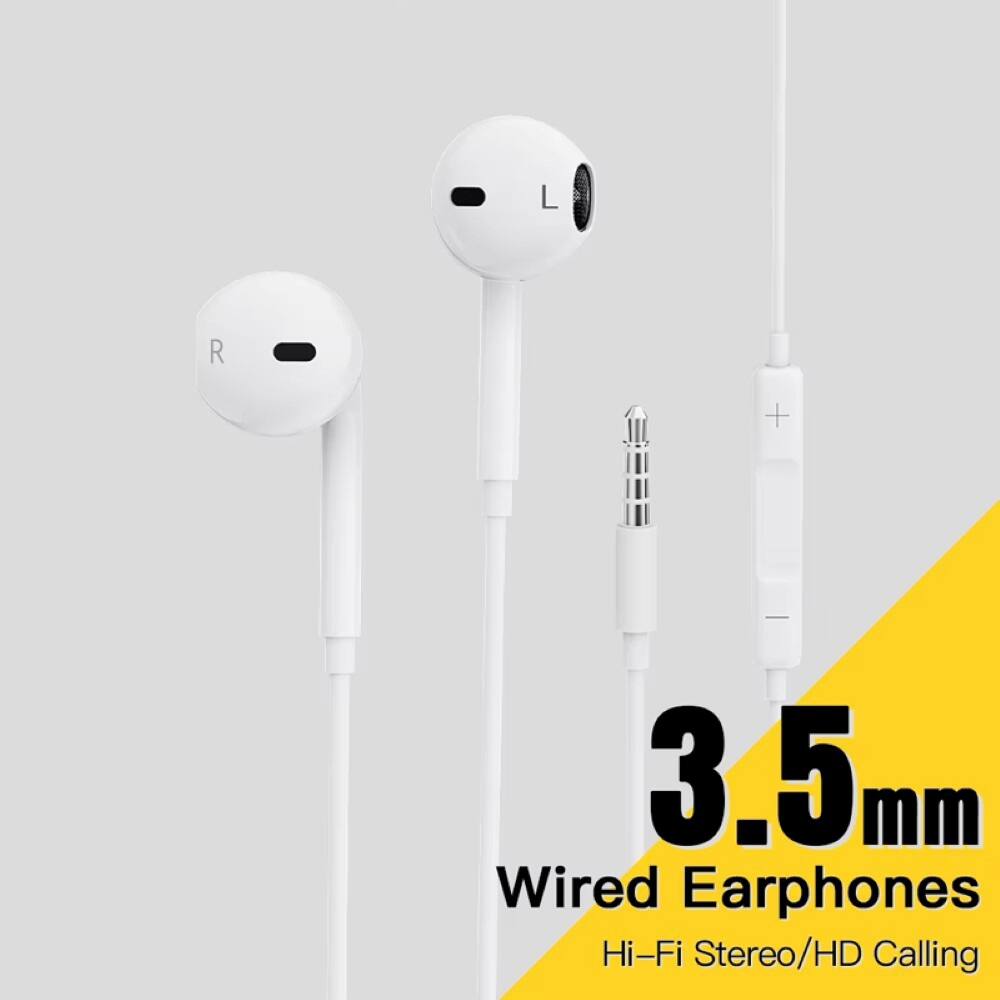 L R + 3.5mm Wired Earphones Hi-Fi Stereo/HD Calling