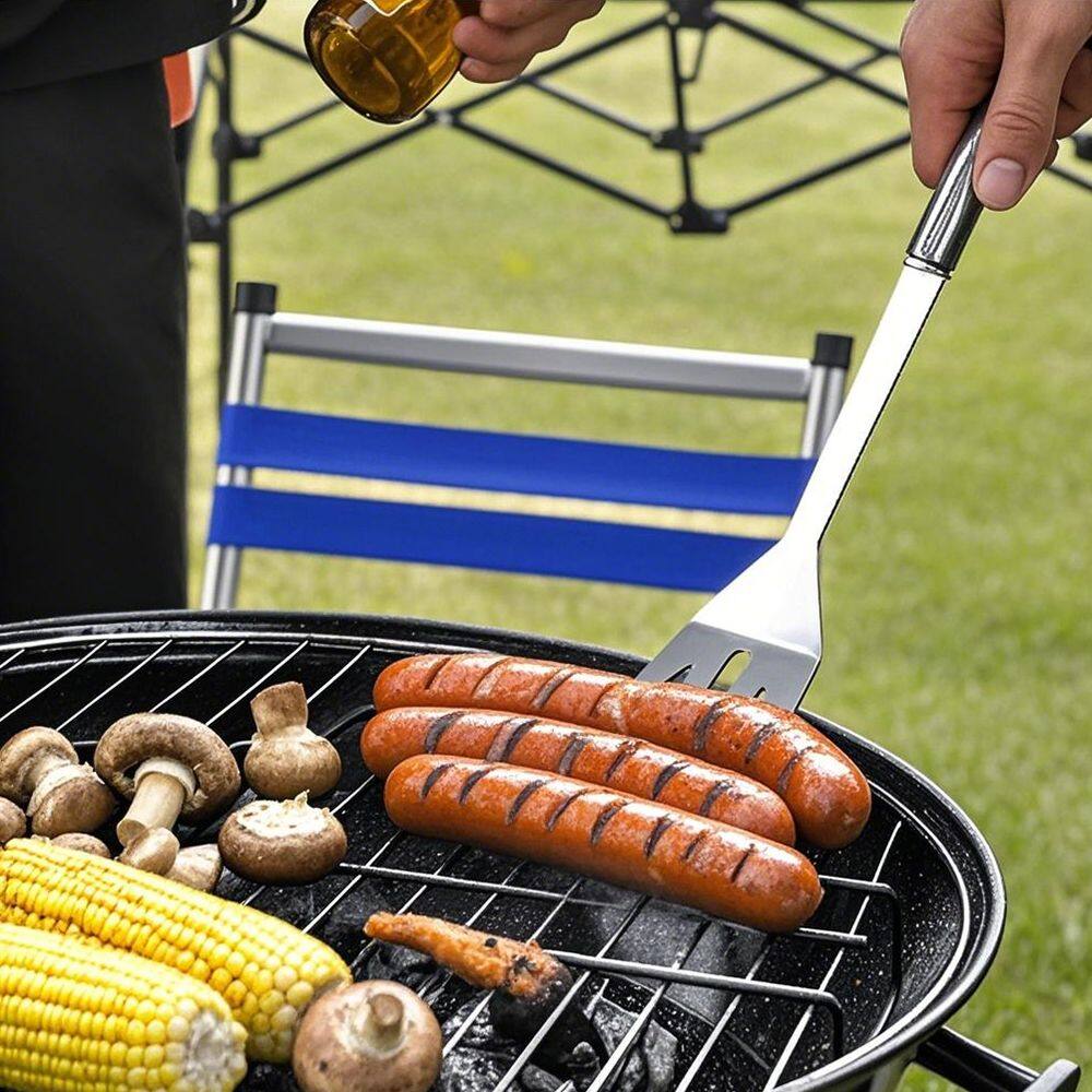 Alt View 5. COWIN - BBQ Grill Tools Set Stainless Steel with Case 9 Pcs - silver.
