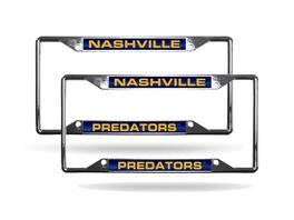 Rico Industries - Nashville Predators NHL (Set of 2) All Corner EZ View Chrome Metal Laser Cut License Plate Frames - Multi