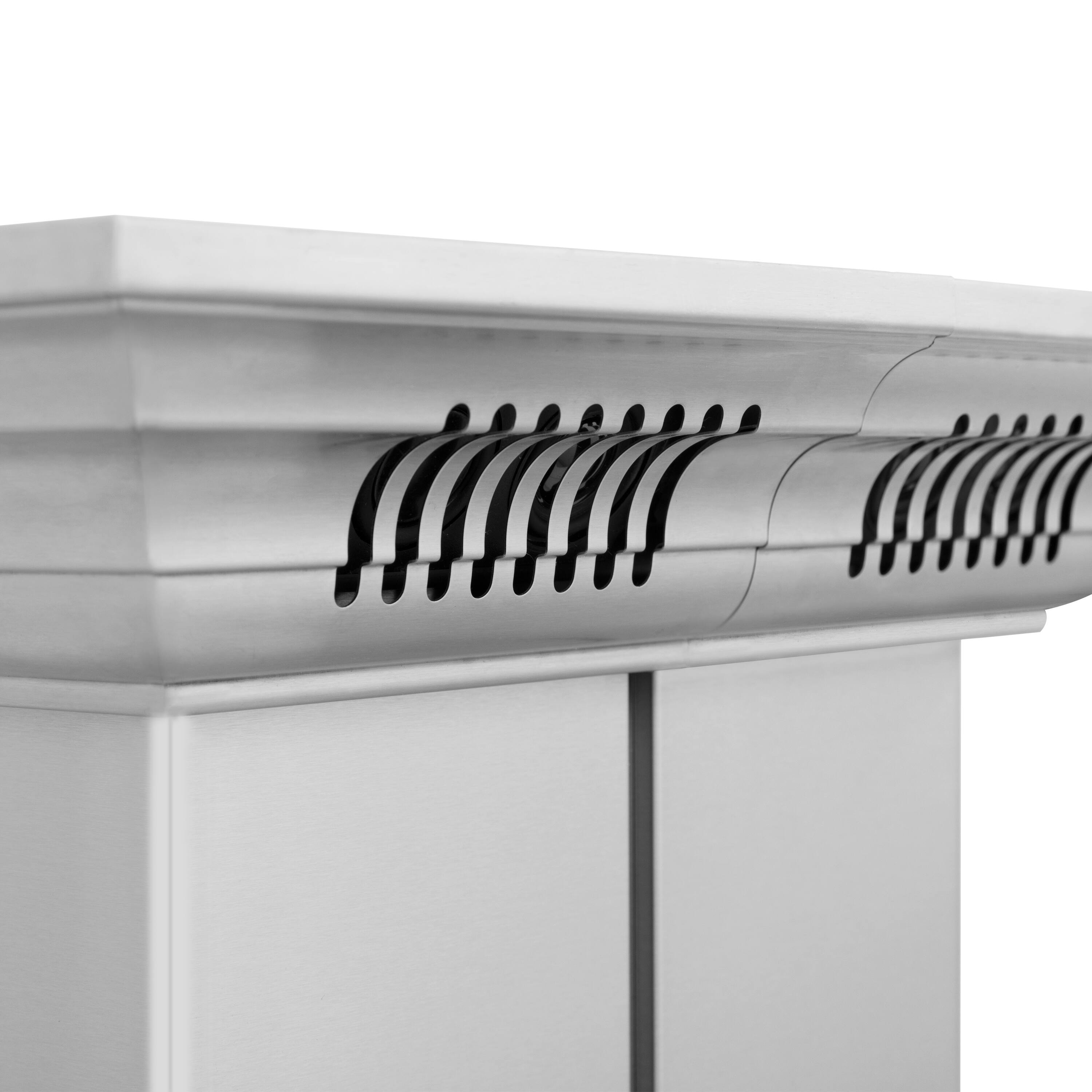 Alt View 4. ZLINE - 30 in. ZLINE CrownSound™Ducted Vent Island Mount Range Hood in Stainless Steel with Built-in Bluetooth Speakers - Stainless steel.