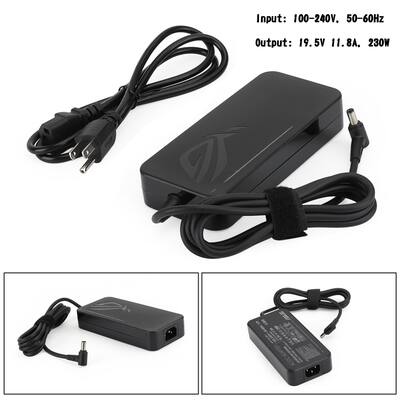 Cargador de portátil compatible con HP/Asus (230 W, 19,5 V, 11,8 A, 7,4 Cargador de portátil compatible con HP/Asus (230 W, 19,5 V, 11,8 A, 7,4