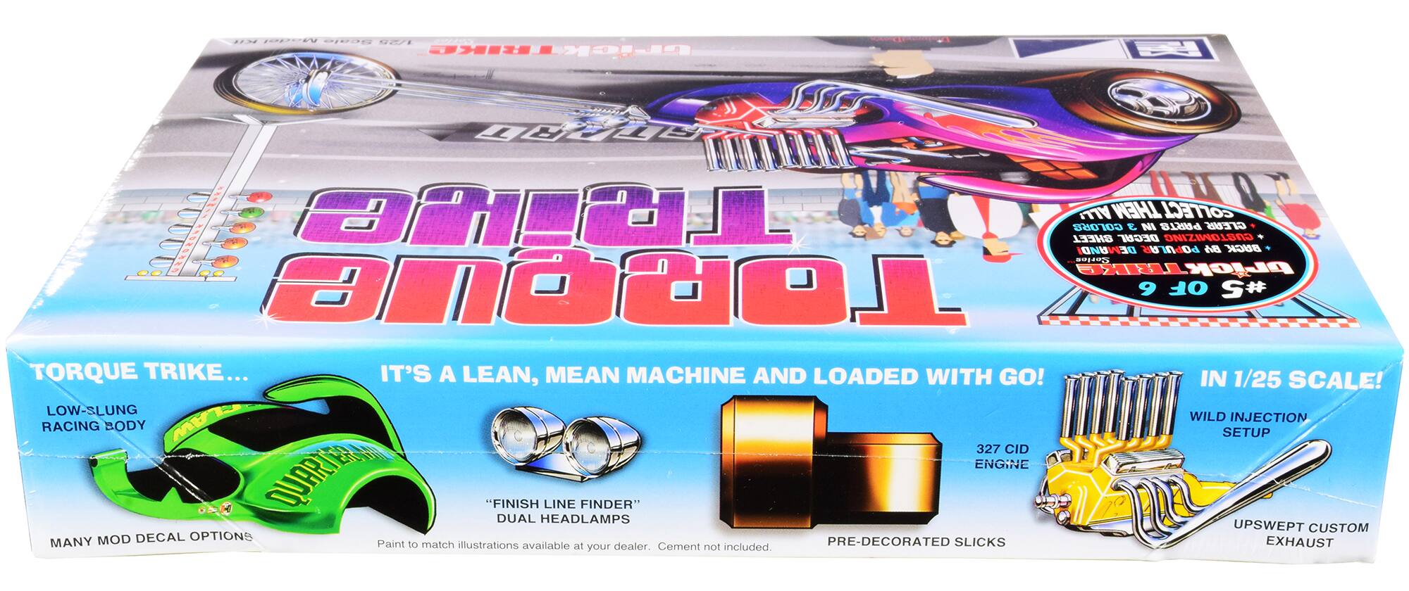 223 10DrV Seale FS KIKG FickT  AOOR  HA TREME ALL THEM COLLECT COLORO E IN PARTE CLEAR AS CHEET DECAL CUSTOMIZING EONOUN Corias J DEMAND DE POULA S BACK TORQUE 9 OF #5 TORQUE TRIKE... IT'S A LEAN, MEAN MACHINE AND LOADED WITH GO! IN 1/25 SCALE! LOW-SLUNG WILD INJECTION RACING BODY SETUP 327 CID ENGINE QUART "FINISH LINE FINDER" DUAL HEADLAMPS LINE FINDER" UPSWEPT CUSTOM MOD DECAL OPTIONS MANY Paint to match illustrations available at dealer. Cement PRE-DECORATED SLICKS EXHAUST your ton included