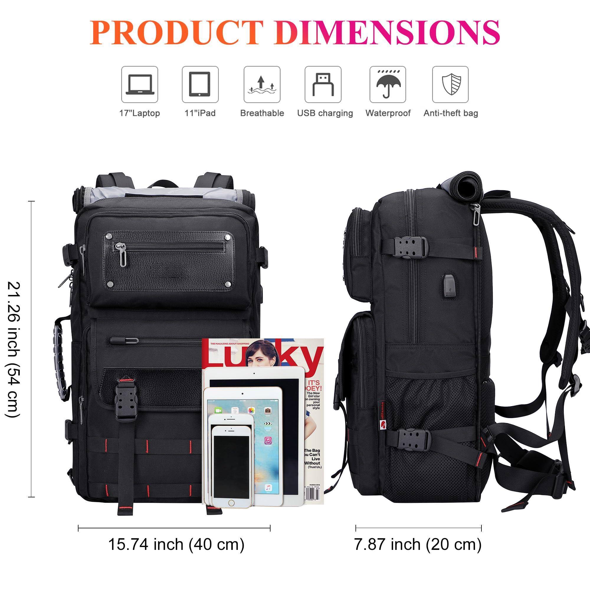 Alt View 2. Live At Space - Carry On Travel Backpack For Men Duffle Bags Fit 17 Inch Laptop Airline Approved Backpack(b685 Black) - Black.