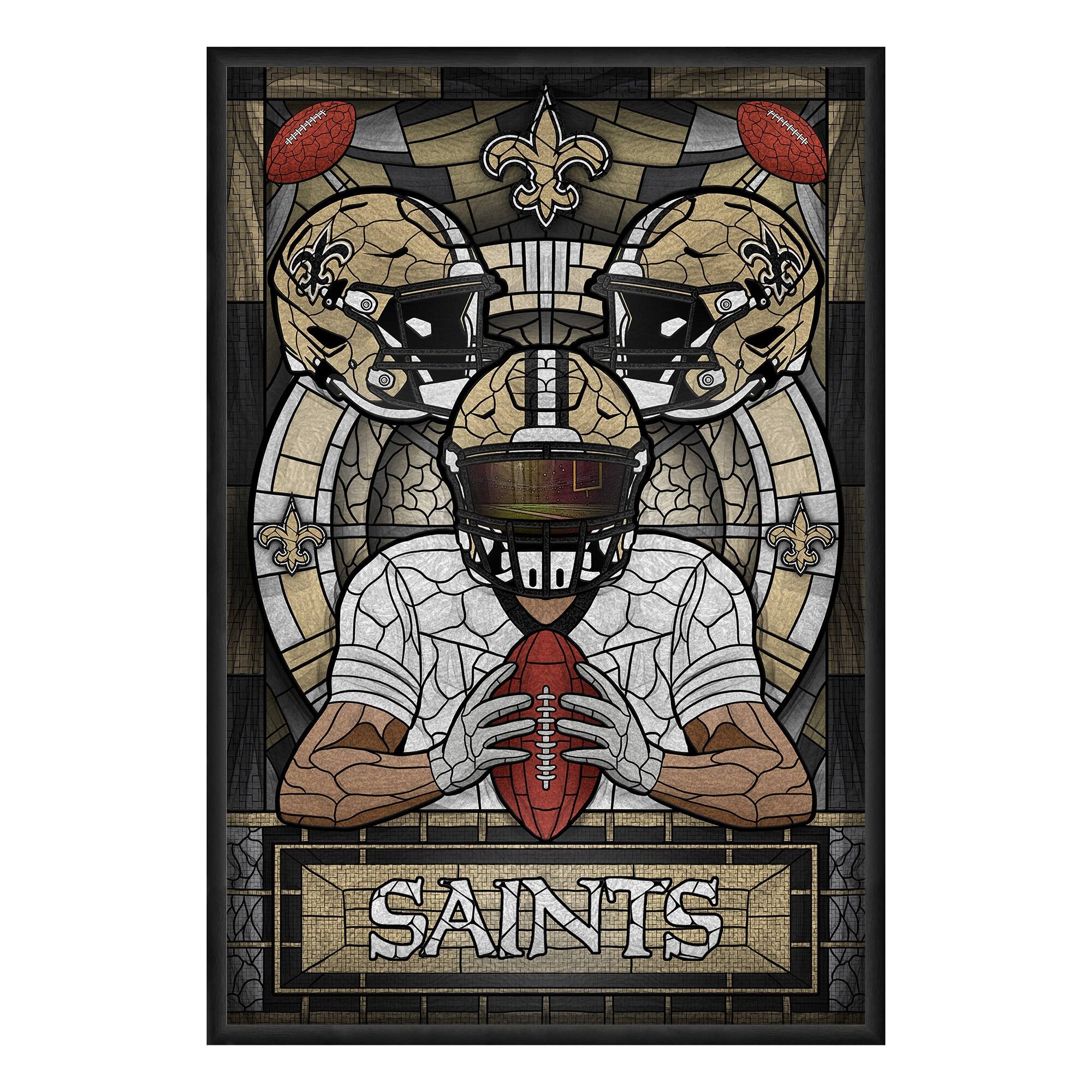 New Orleans Saints Framed Stained Glass Art Print