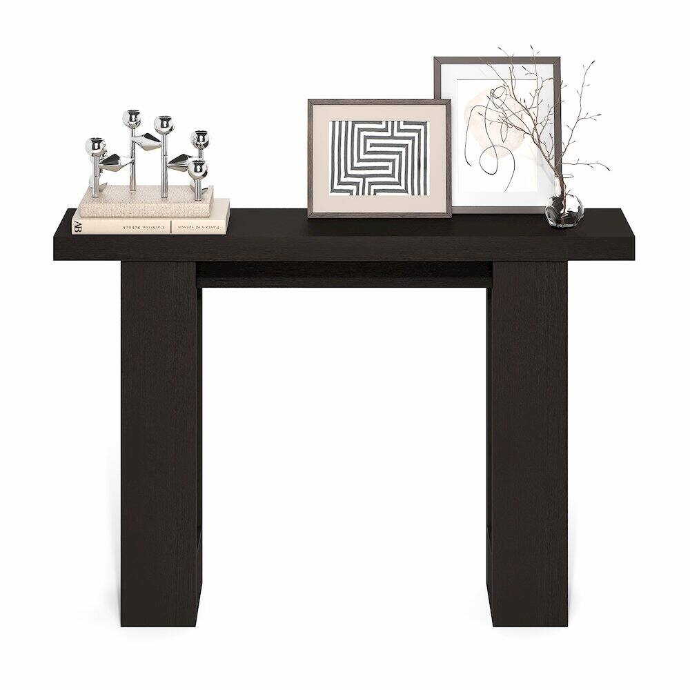 Back. Furinno - ARA Entryway Table 47-Inch, Narrow Console Table, Couch Table Behind Sofa, Farmhouse Entryway Table,  Sofa Table - Black Dark Oak.