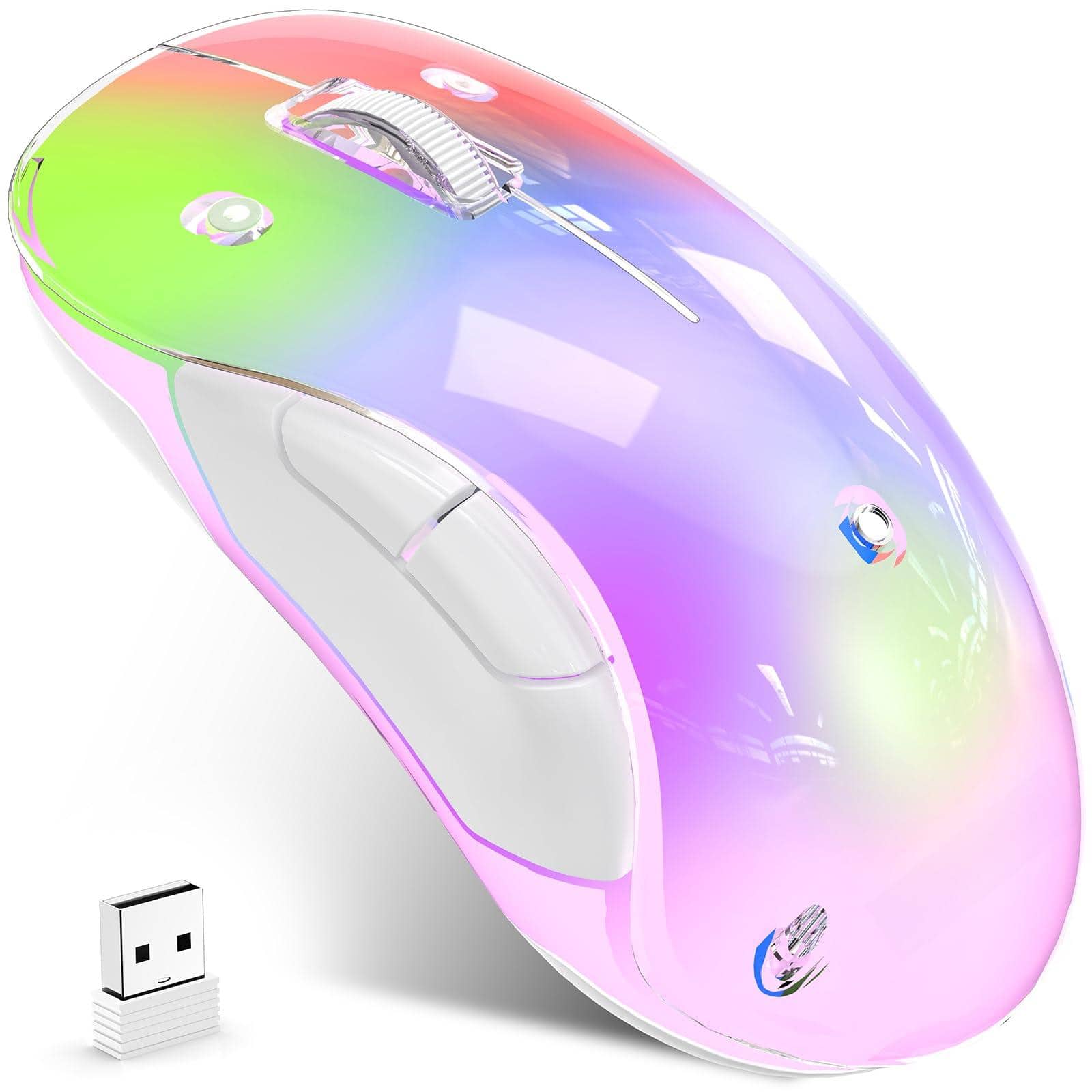 Comfort Essence - Led Wireless Mouse Rechargeable With Detachable Cover Portable Optical Computer Usb Receiver For Laptop - Wireless - Pink