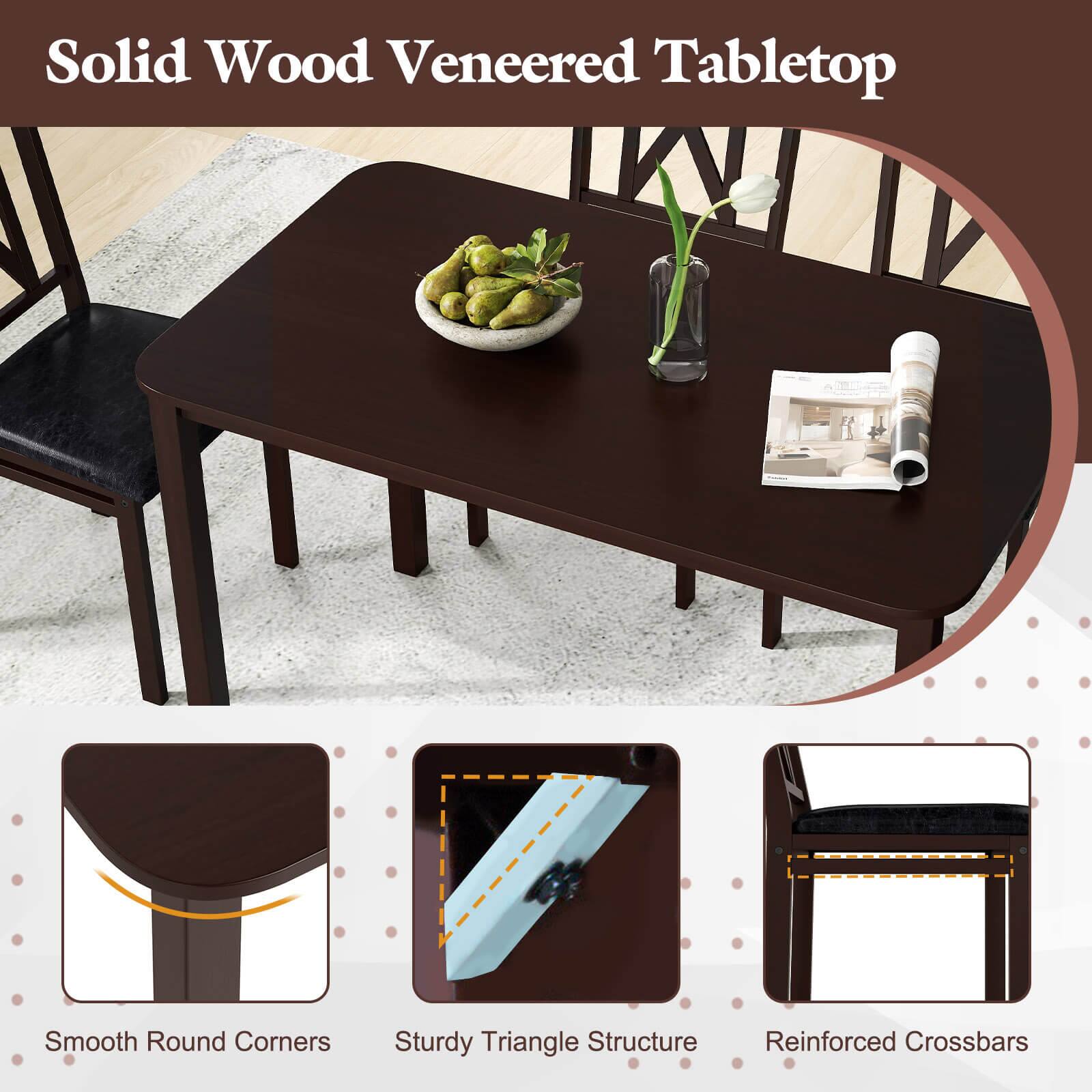 Solid Wood Veneered Tabletop

- Smooth Round Corners
- Sturdy Triangle Structure
- Reinforced Crossbars